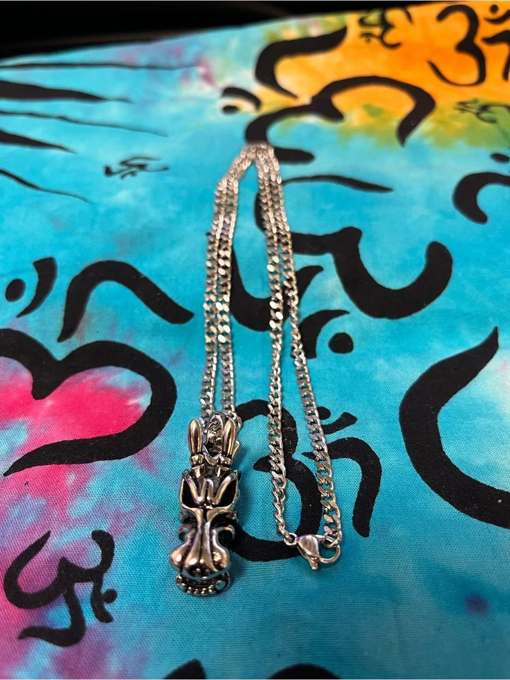 Stainless Steel Dragon Head Pendant Necklace 22” Chain Gothic Fantasy